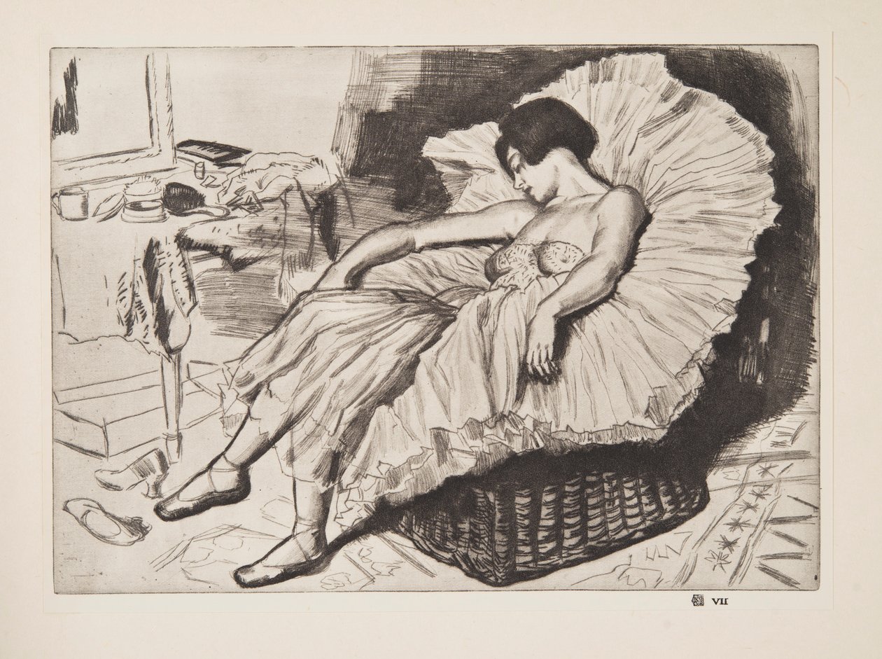 Dancer Sleeping, pub. 1925 by Laura Knight