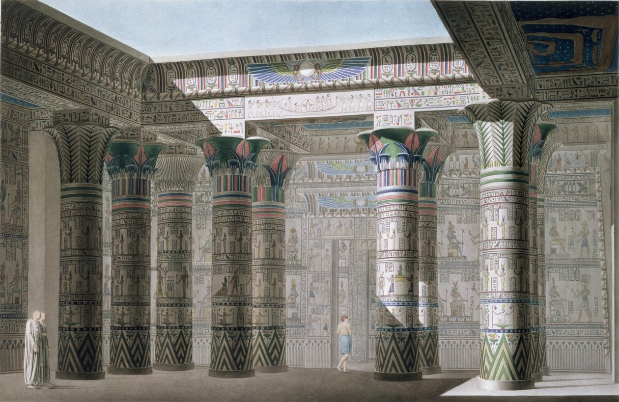 Interior Perspective View from the Portico of the Grand Temple on the Island of Philae, Plate 18, from Vol I of `Descriptions of Egypt`, Engraved by Antoine Phelippeaux by Le Pere