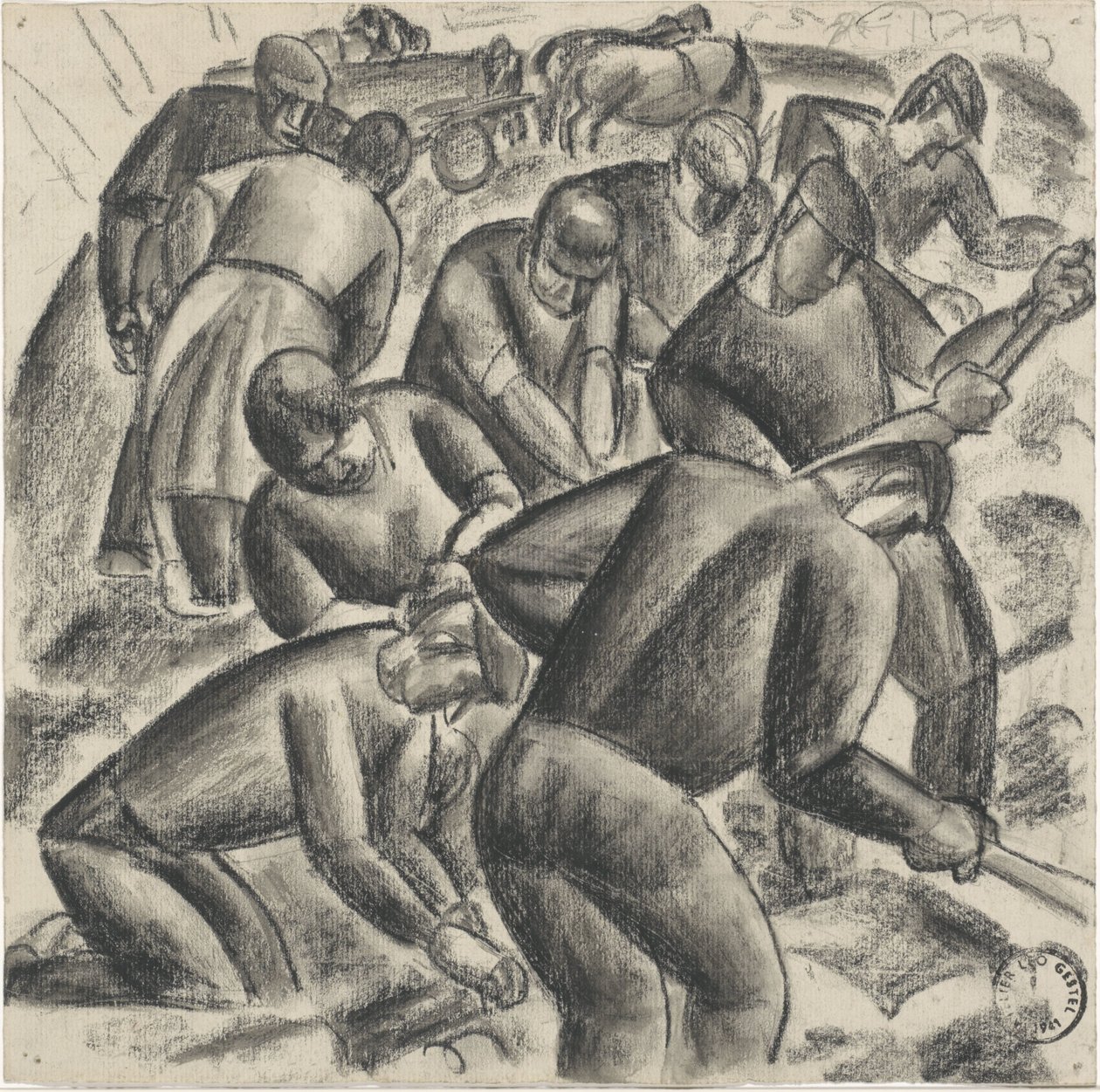 Potato Diggers at Work in the Field by Leo Gestel