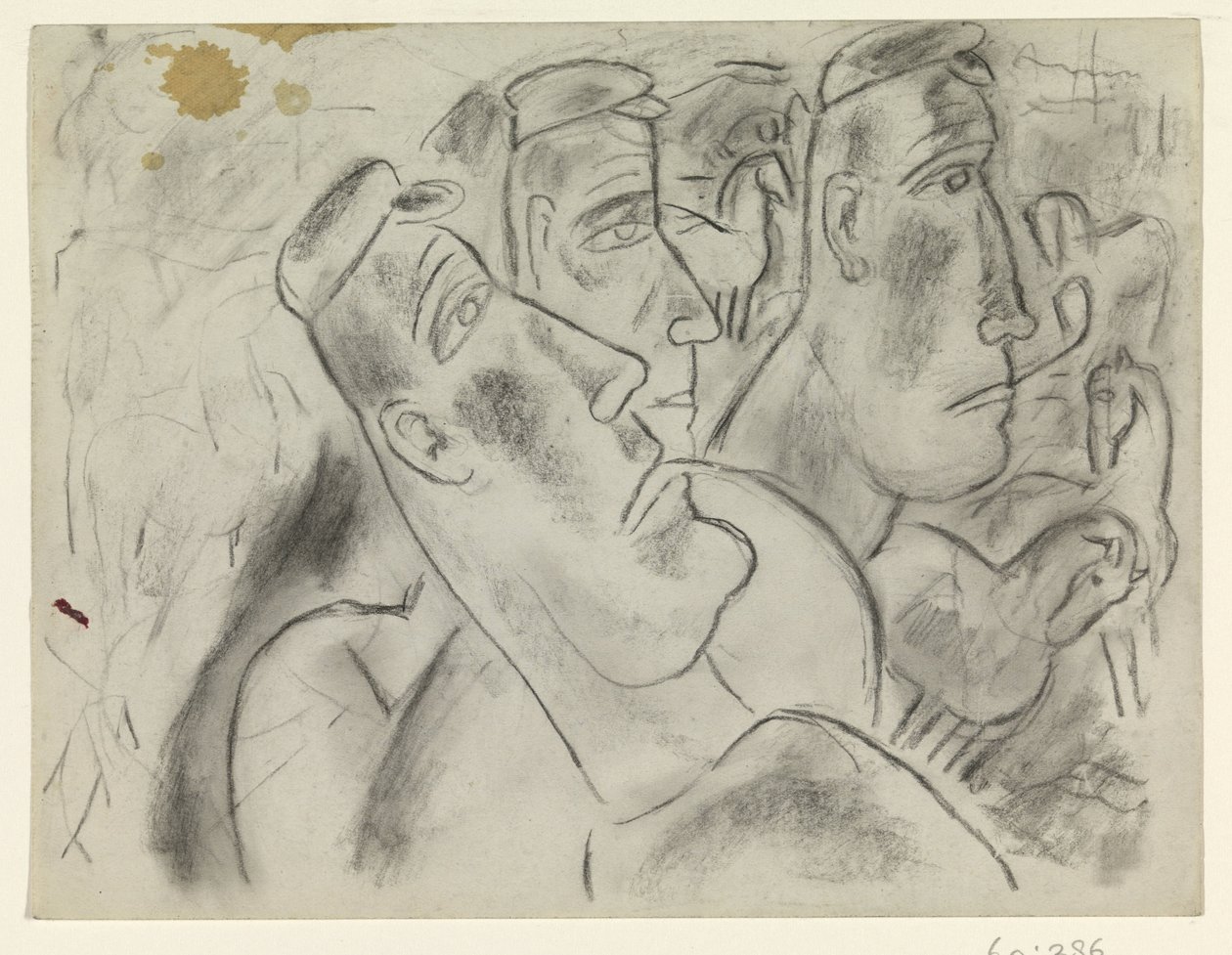 Three Farmers in a Meadow with Horses by Leo Gestel
