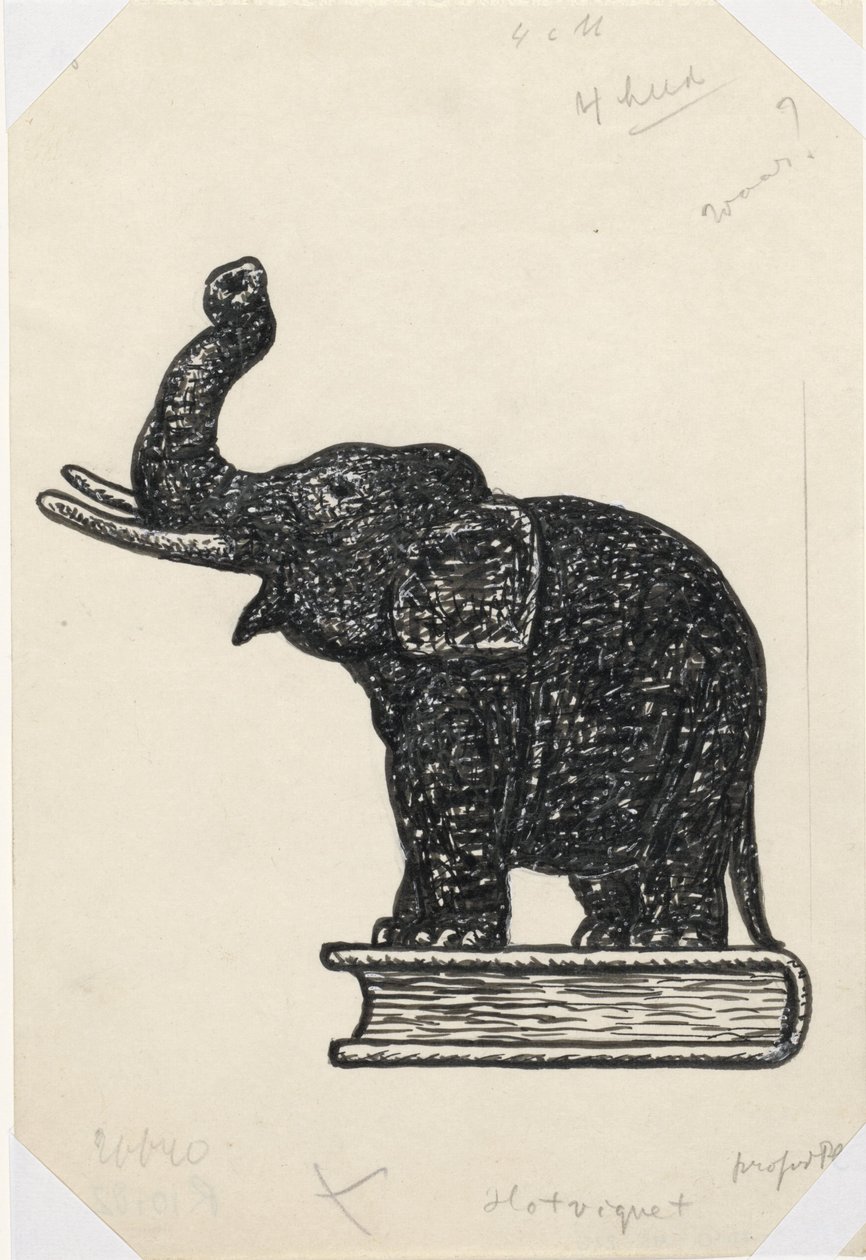 Elephant on Book (Sketch) by Leo Gestel