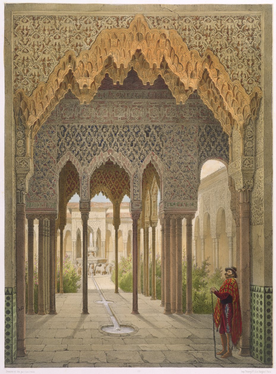 The Court of the Lions, the Alhambra, Granada by Leon Auguste Asselineau