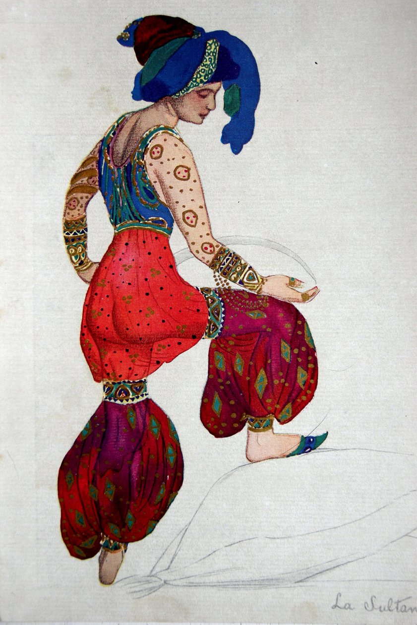 Costume design for the Blue Sultan in 