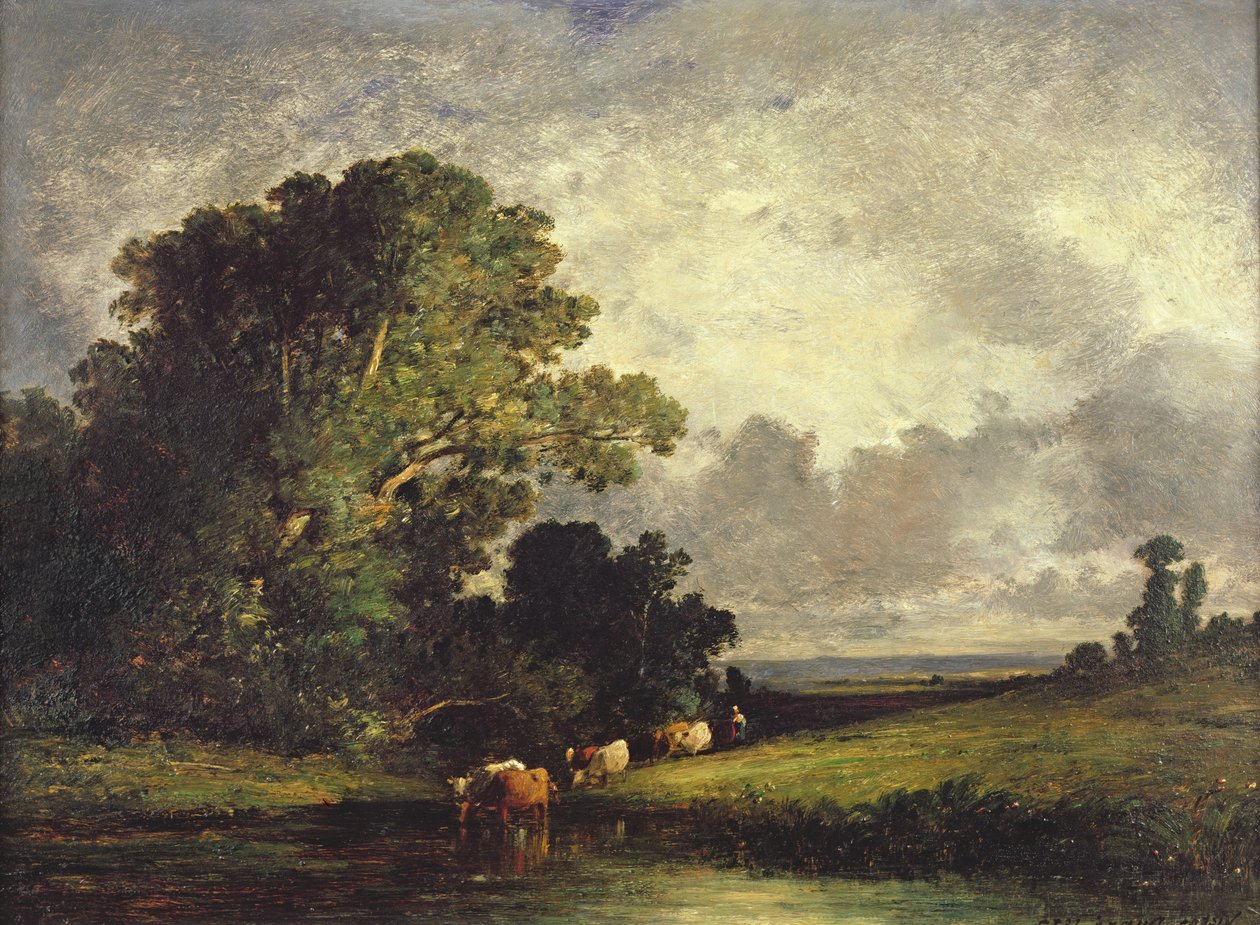 The Watering Place, Fontainebleau by Leon Victor Dupre