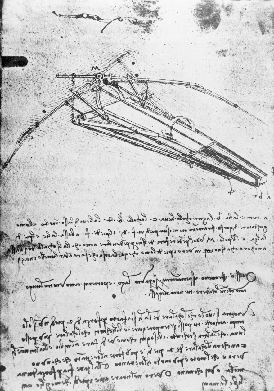 Study for a flying machine by Leonardo da Vinci