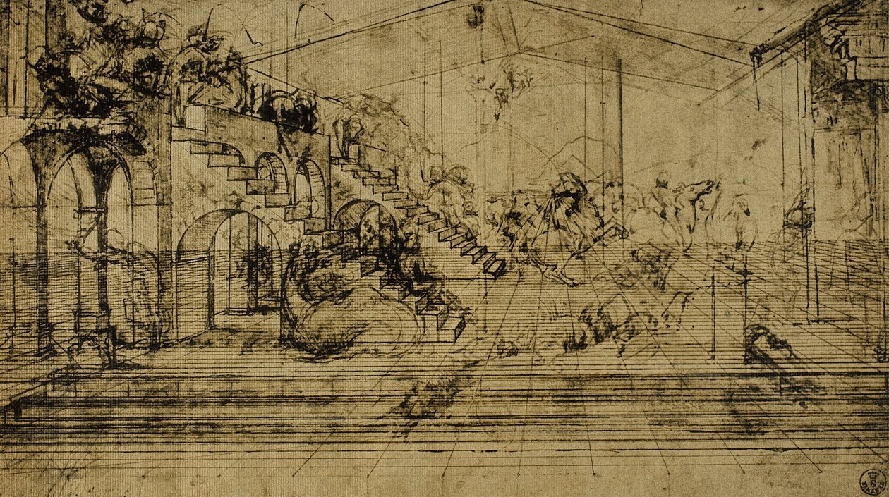 Study of Perspective, Drawing by Leonardo da Vinci by Leonardo da Vinci