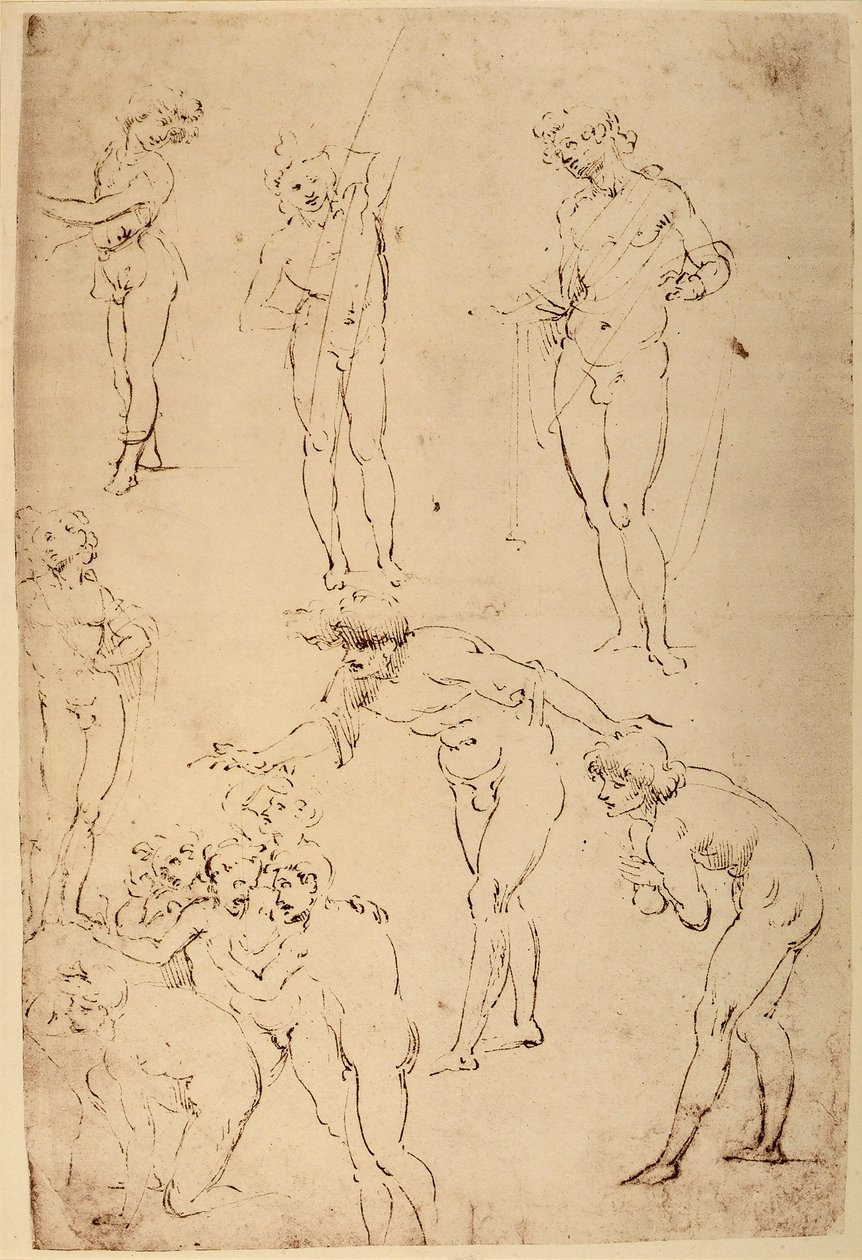 Study of Shepherds for the Adoration of the Magi by Leonardo da Vinci