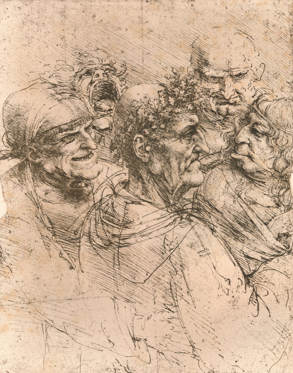 Drawing of Caricatures by Leonardo da Vinci