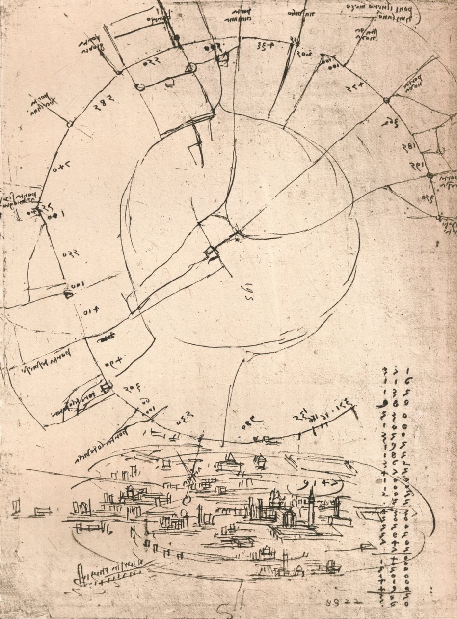 Sketch Map of Milan by Leonardo da Vinci