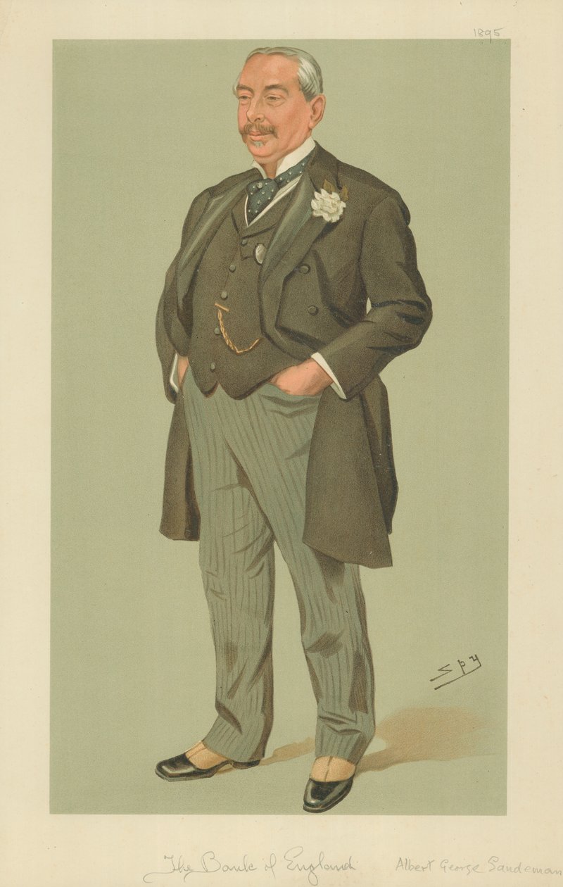 Mr Albert George Sandeman, The Bank of England, 12 September 1895, Vanity Fair cartoon by Leslie Matthew Ward