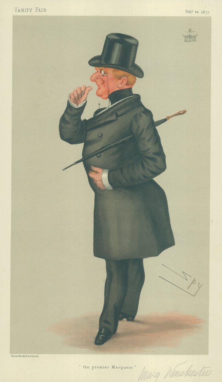 The Marquis of Winchester, The premier Marquess, 24 February 1877, Vanity Fair cartoon by Leslie Matthew Ward