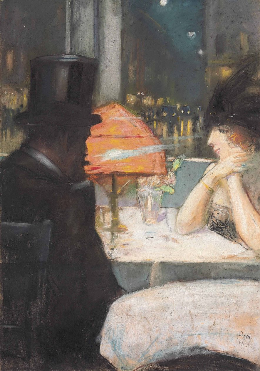 Lady and Gentleman in a Restaurant by Lesser Ury