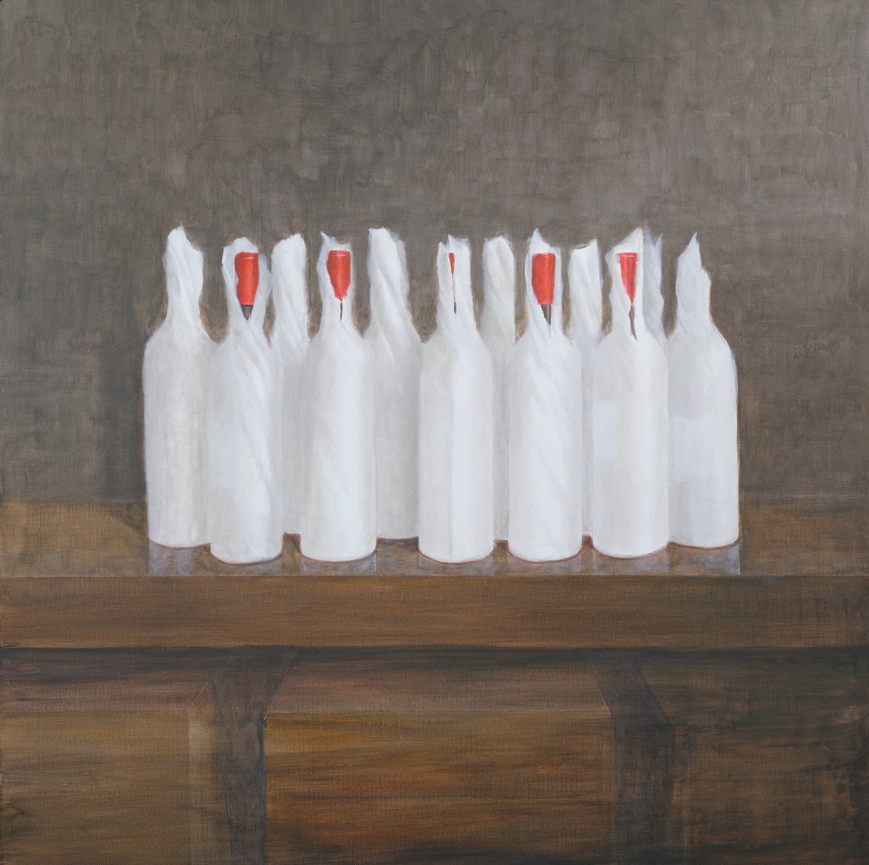 Bottles in paper, 2005 by Lincoln Seligman