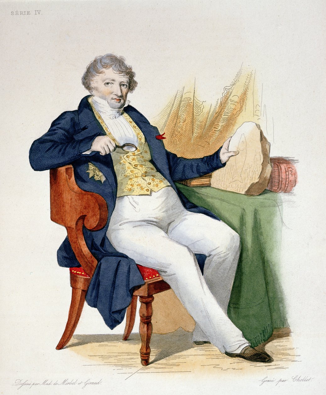 Georges Cuvier (1769-1832) illustration from Le Plutarque Francais by E. Mennechet, engraved by Chollet, 1835 by Lizinska Aimee Zoe de Mirbel