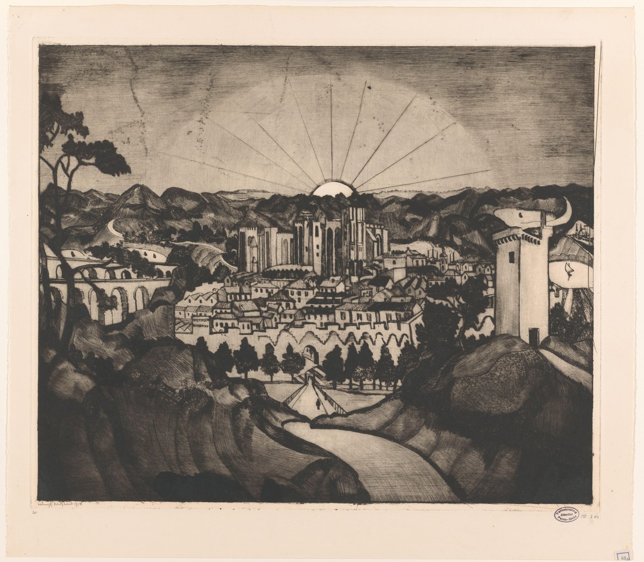 Avignon by Lodewijk Schelfhout (signed by artist)