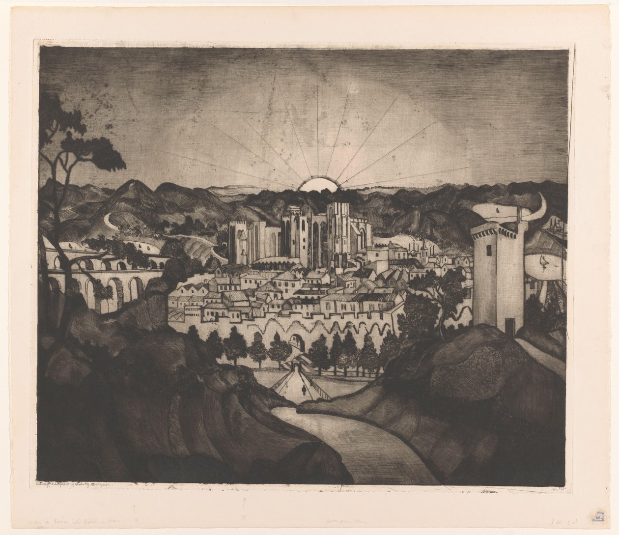 Avignon by Lodewijk Schelfhout (signed by artist)