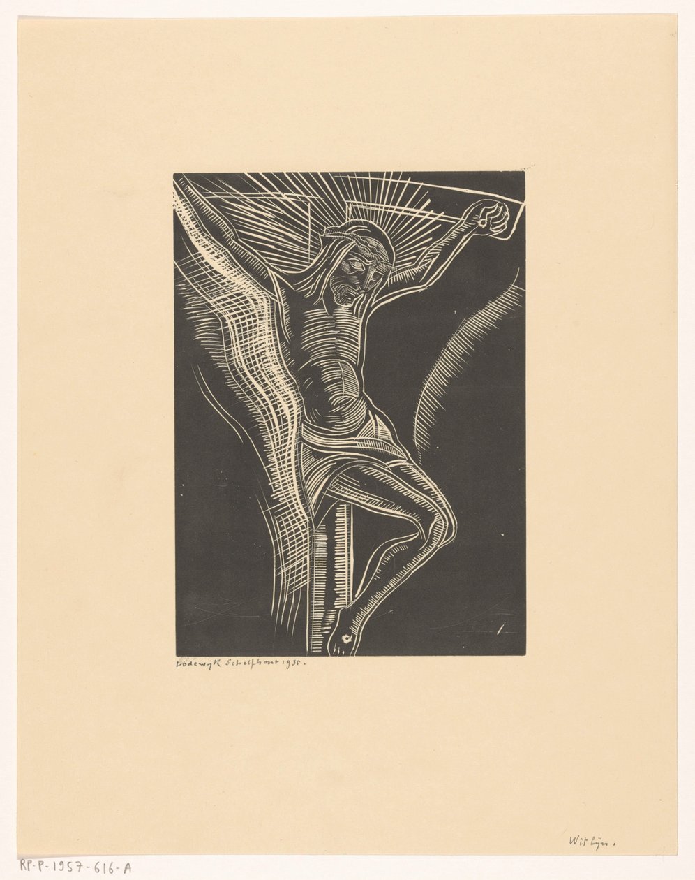 Christ on the Cross by Lodewijk Schelfhout (signed by artist)