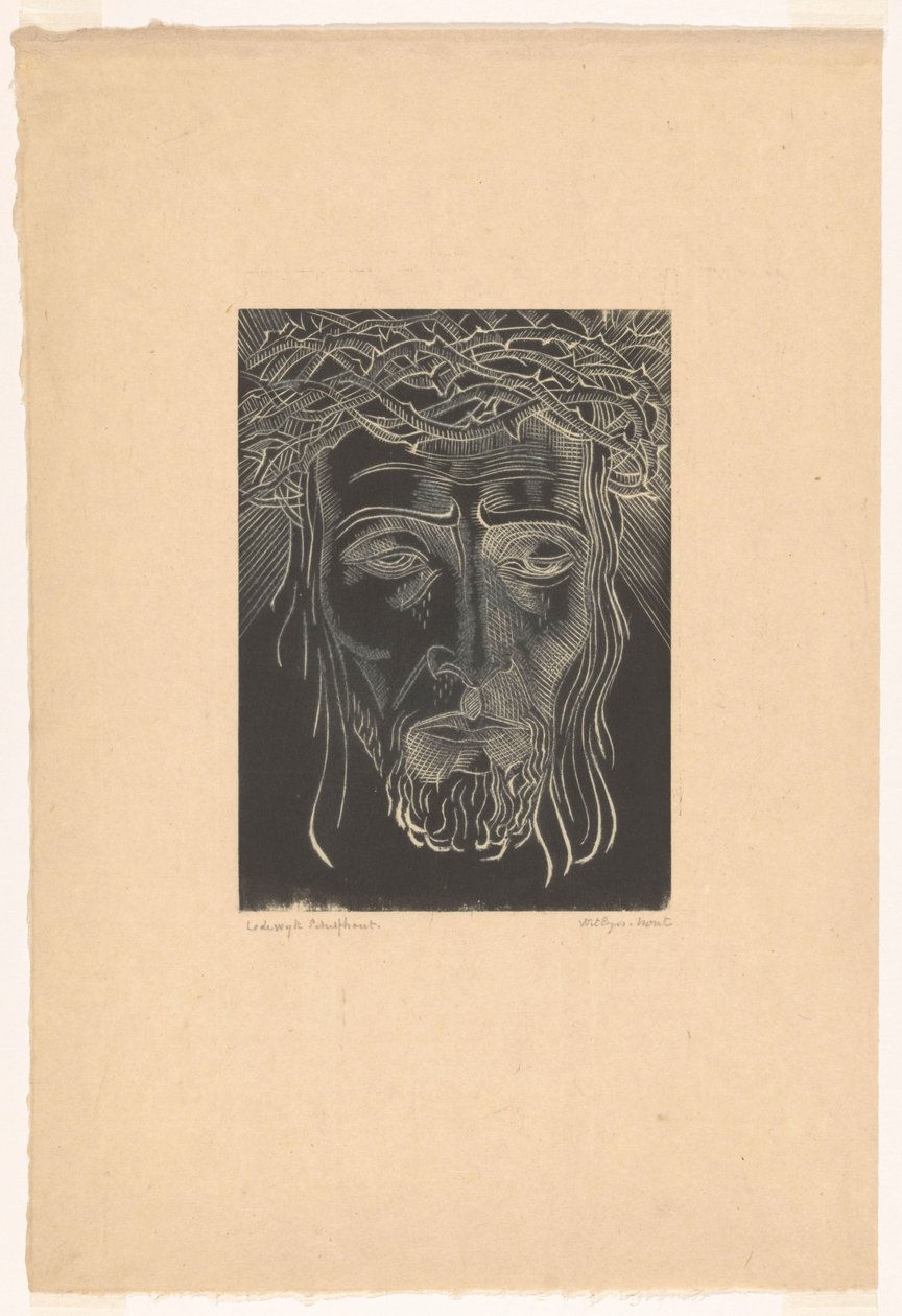 Christ with Crown of Thorns by Lodewijk Schelfhout (signed by artist)