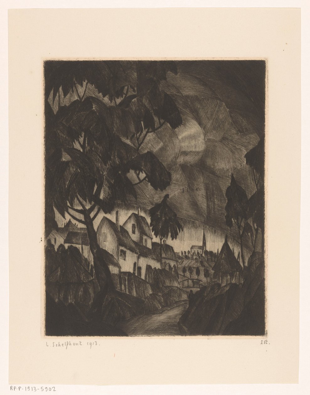 Thunderstorm by Lodewijk Schelfhout (signed by artist)