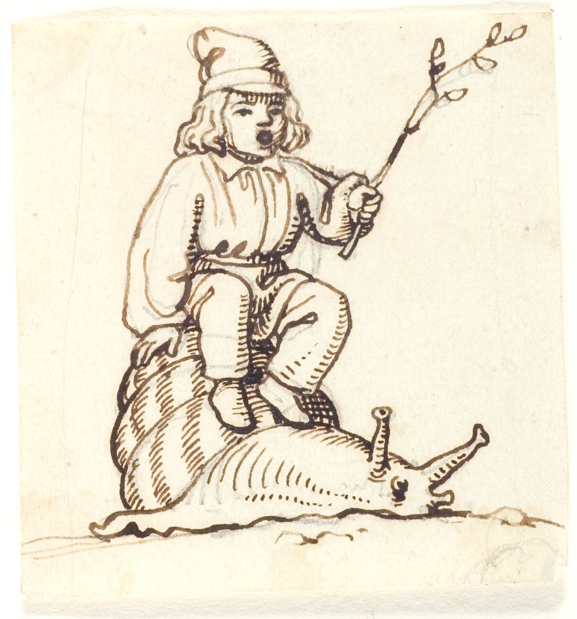 Boy Sitting on a Snail by Lorenz Frølich
