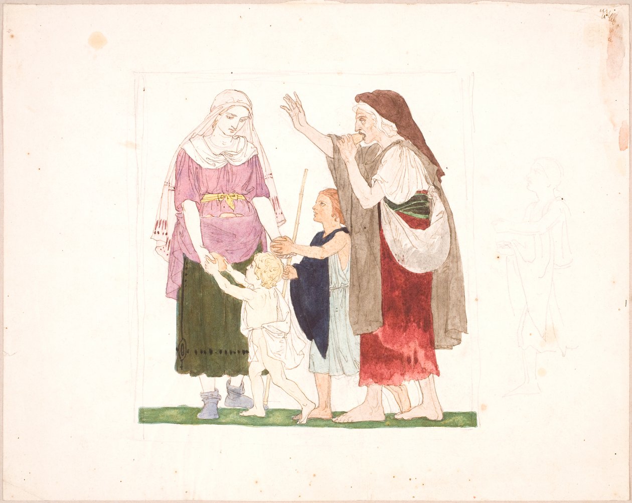 Woman Distributing Bread by Lorenz Frølich