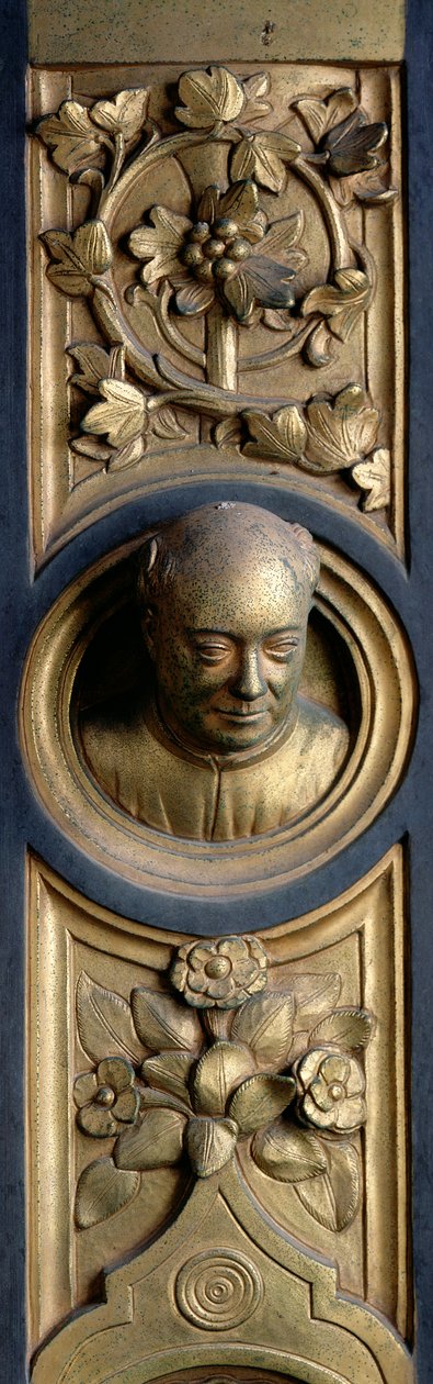 Self Portrait on a Roundel from the Frame of the Gates of Paradise (East Doors) 1425-52 (Gilt Bronze) by Lorenzo Ghiberti