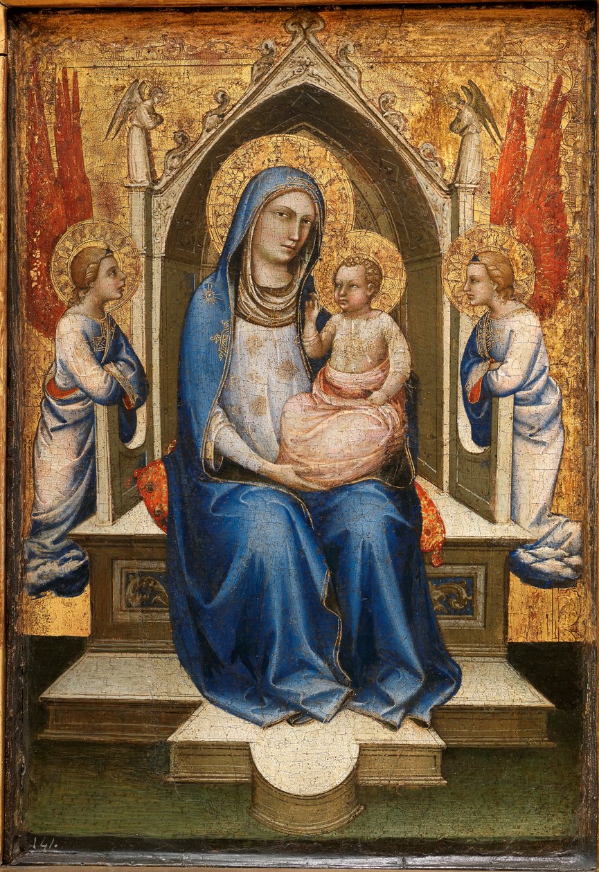 Madonna Enthroned between Two Adoring Angels by Lorenzo Monaco