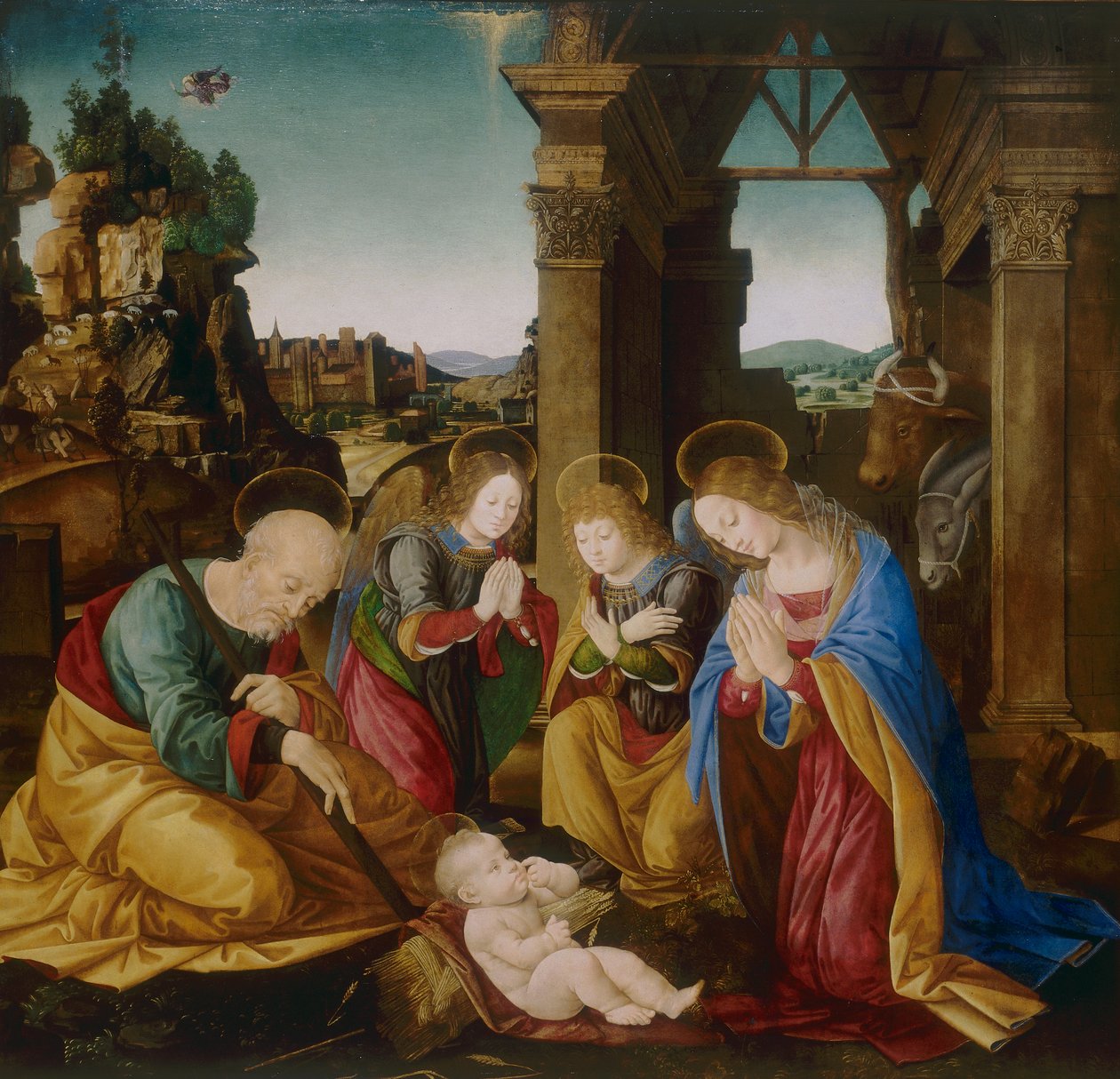 Adoration of the Child by Lorenzo di school of Credi