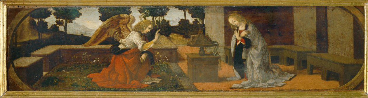 Annunciation (Part of a Predella) by Lorenzo di Credi