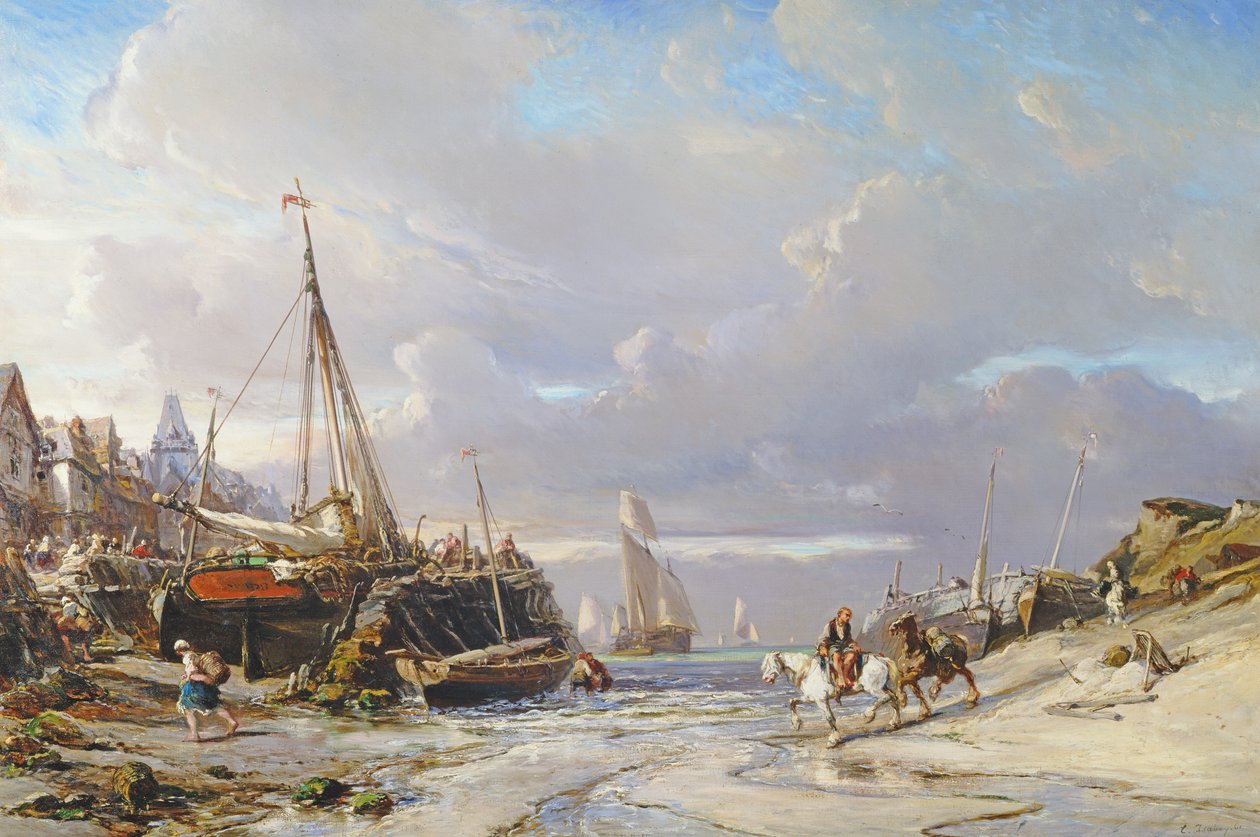Port en Bretagne, 1861 by Eugene Isabey