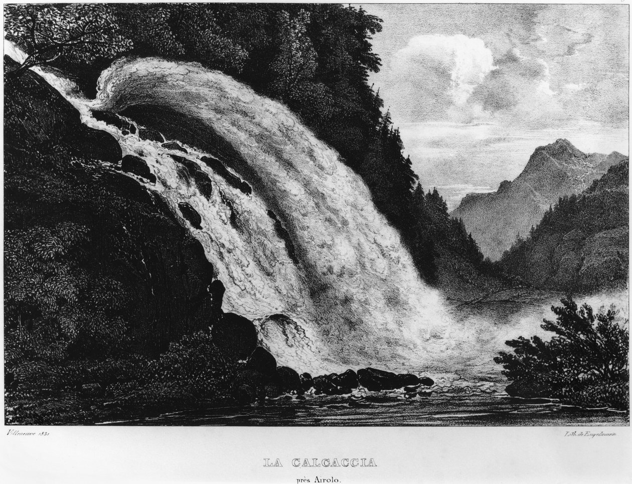 View of the Calcaccia waterfall by Louis Jules Frederic Villeneuve