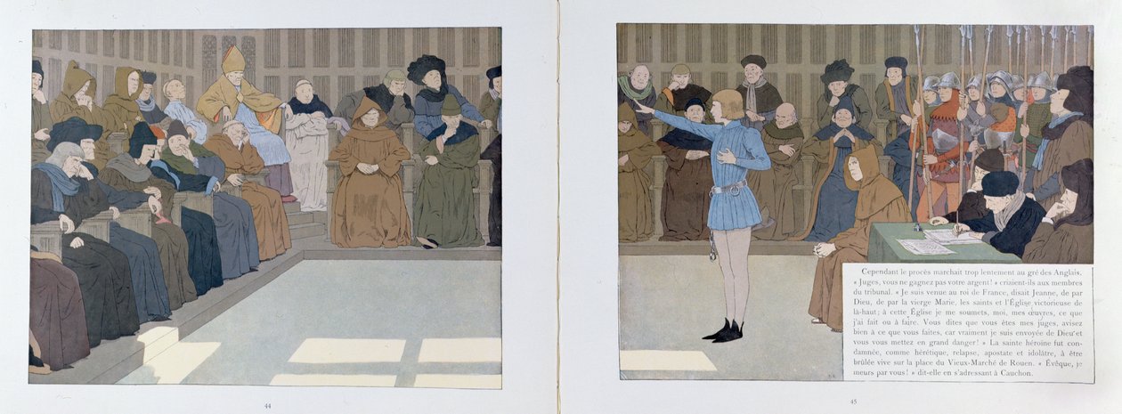 The Trial of Joan of Arc in Rouen Castle in 1431, illustration from 