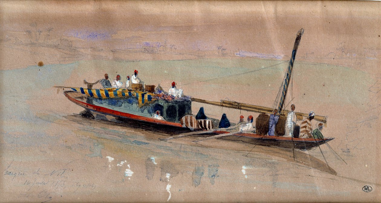 Boat on the Nile by Louis Amable Crapelet