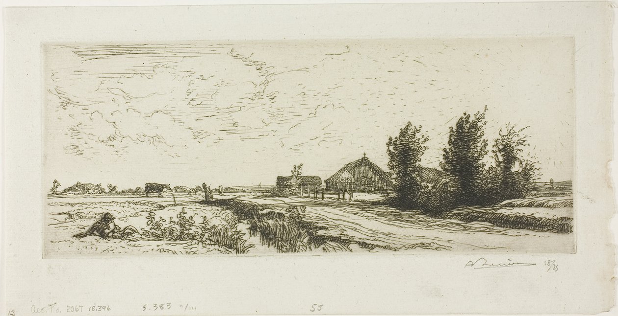 The Small Cowherd by Louis Auguste Lepère