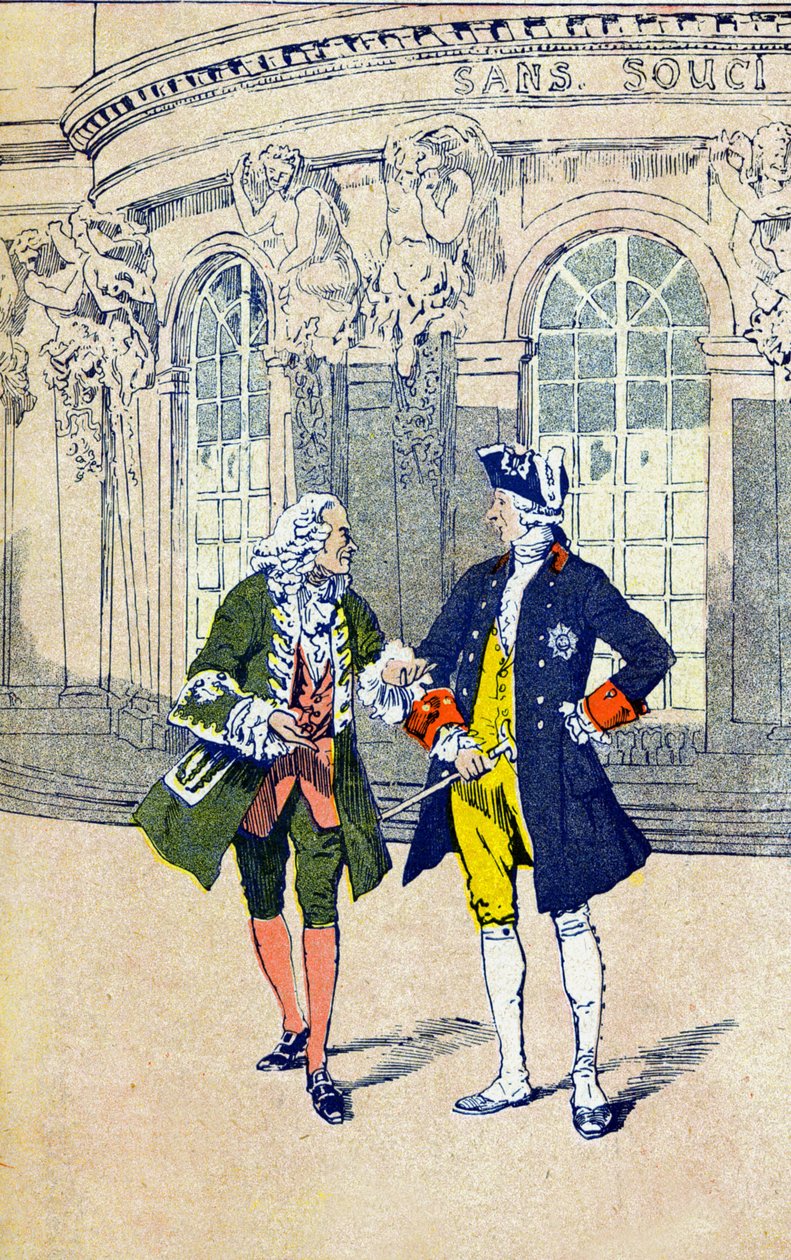 Voltaire with Frederick II of Prussia by Louis Charles Bombled