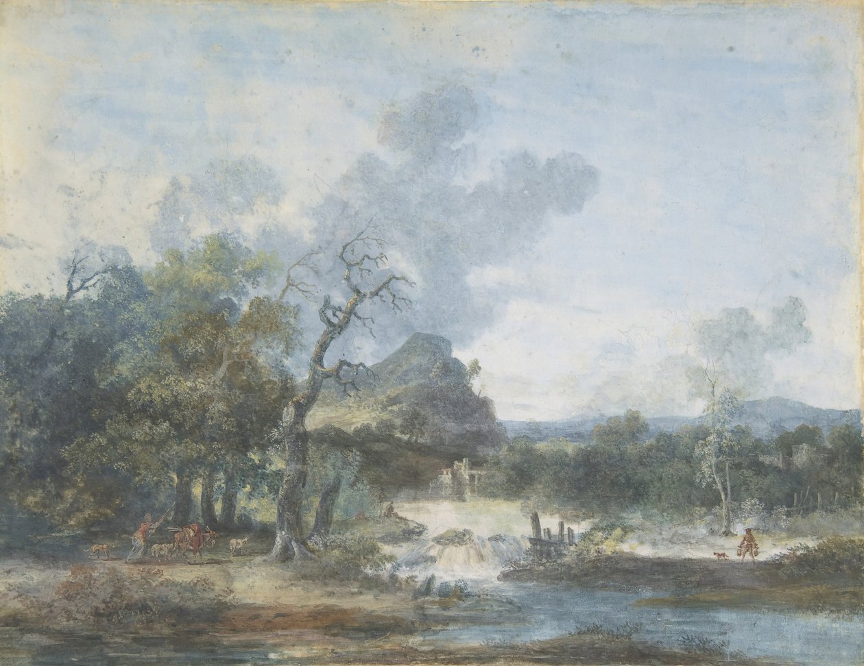 Shepherdess near a Waterfall, n.d. by Louis Gabriel Moreau