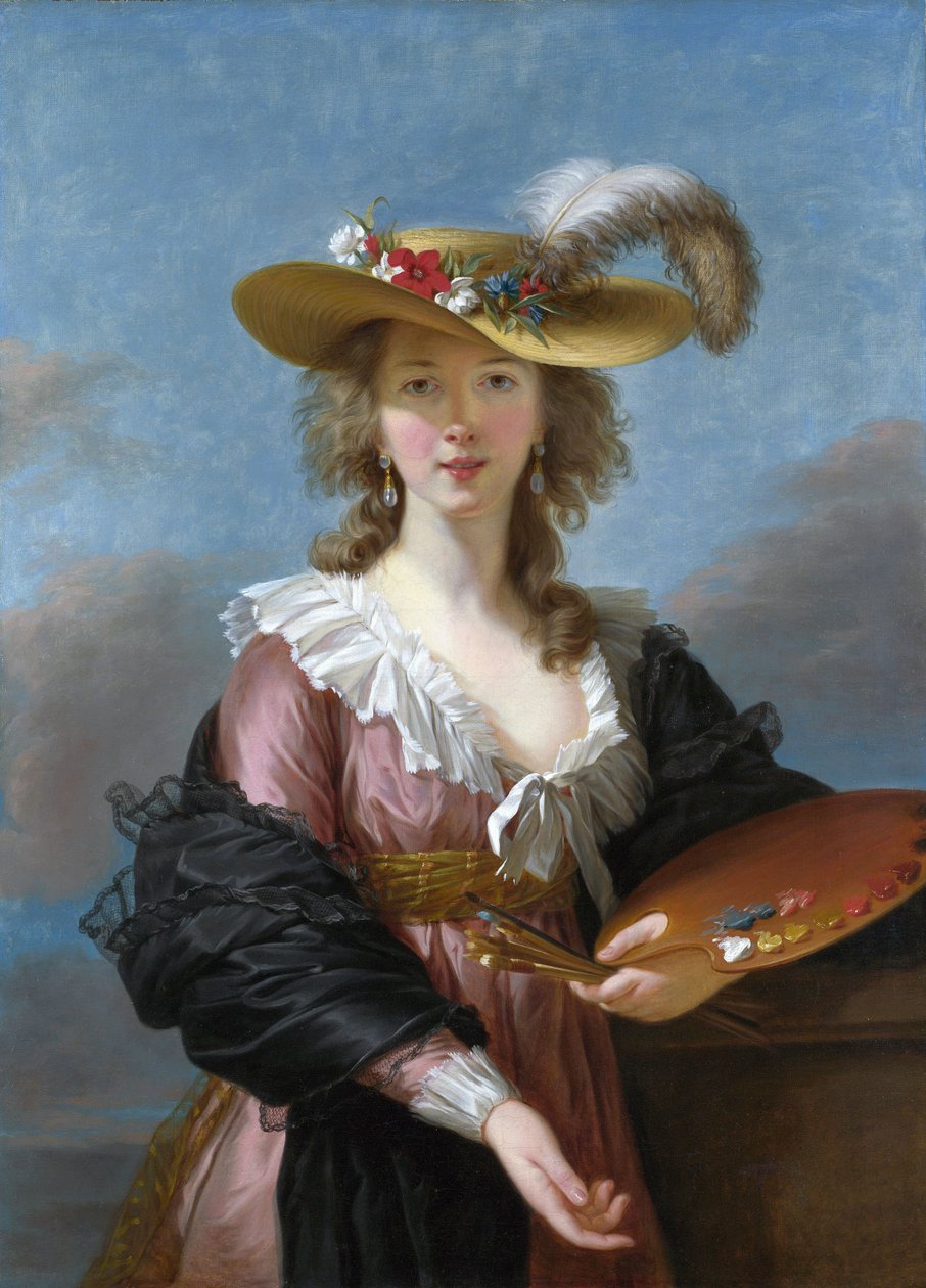 Self-portrait in a Straw Hat by Elisabeth Louise Vigee Lebrun