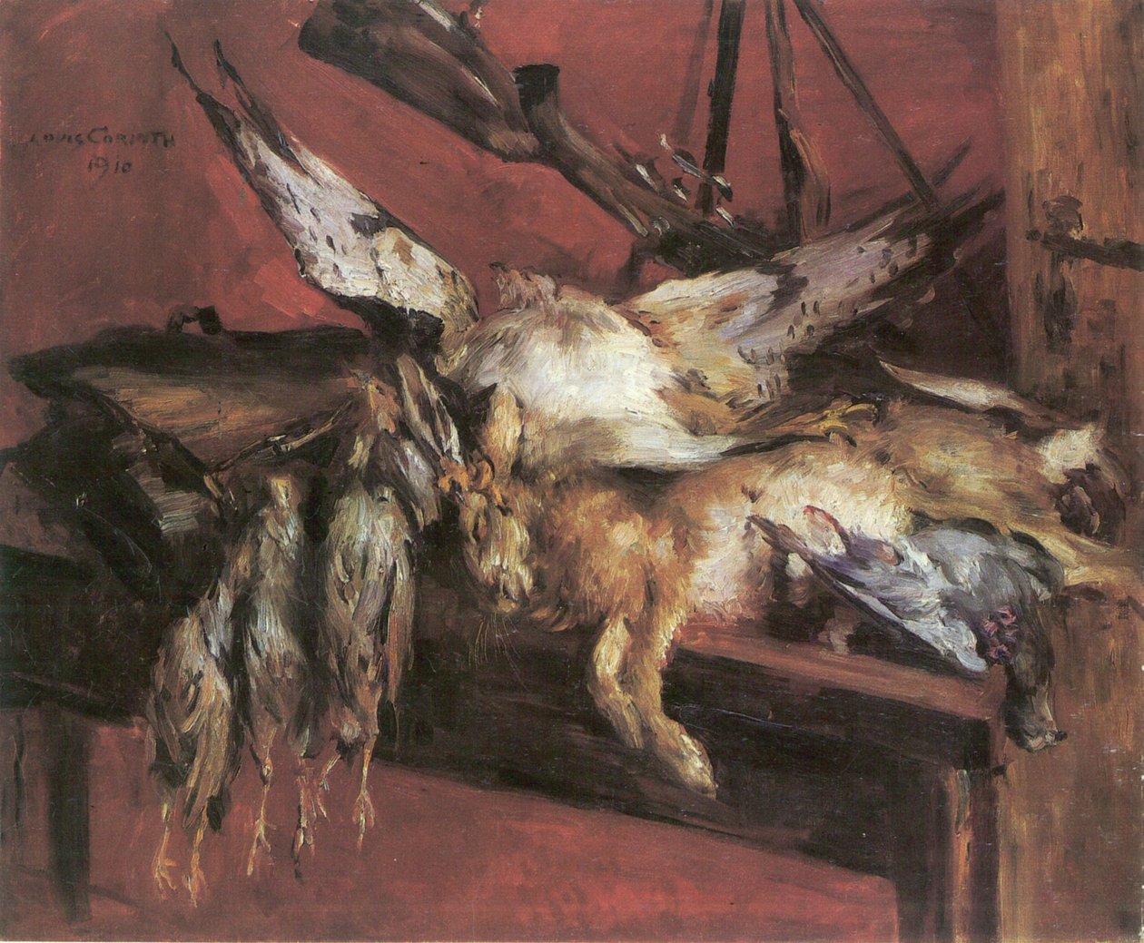 Hunting Still Life, Hare and Partridges by Lovis Corinth