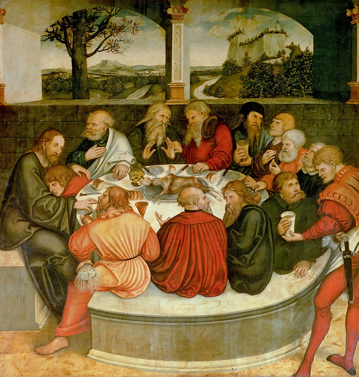 Triptych: Philipp Melanchthon Performs a Baptism Assisted by Martin Luther; The Last Supper with Luther Amongst the Apostles; Luther Makes his Confession by Lucas Cranach the Elder