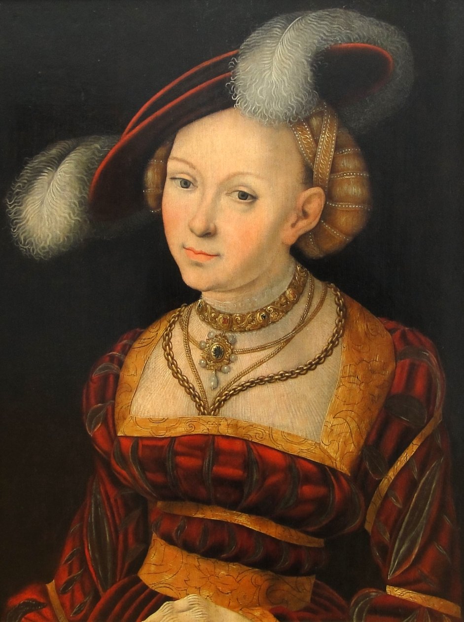 Female Half-Figure with Feather Hat by Lucas Cranach the Elder