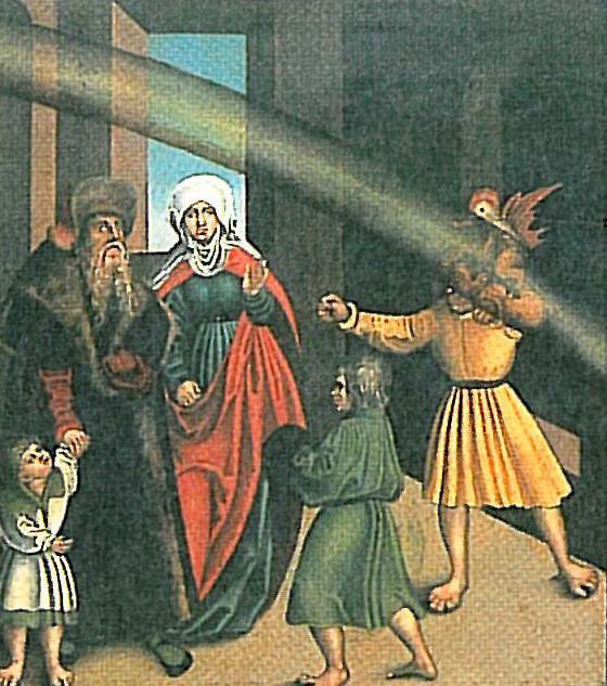 The Ten Commandments - 4th Commandment (detail) by Lucas Cranach the Elder
