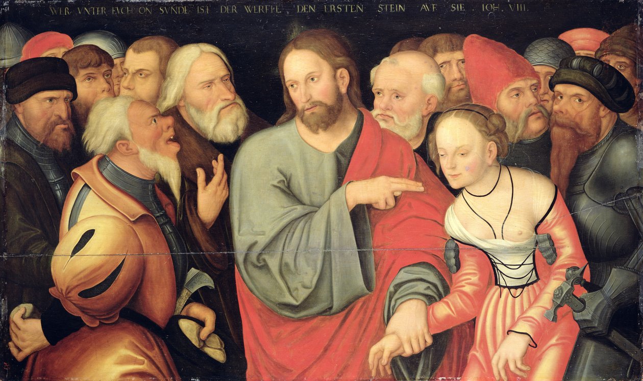 Christ and the Adulteress by Lucas the Younger studio of Cranach