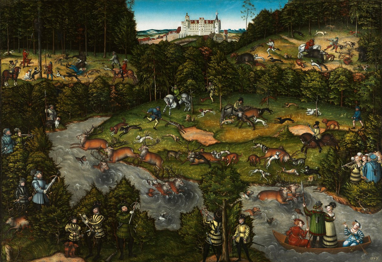 Hunting near Hartenfels Castle by Lucas Cranach