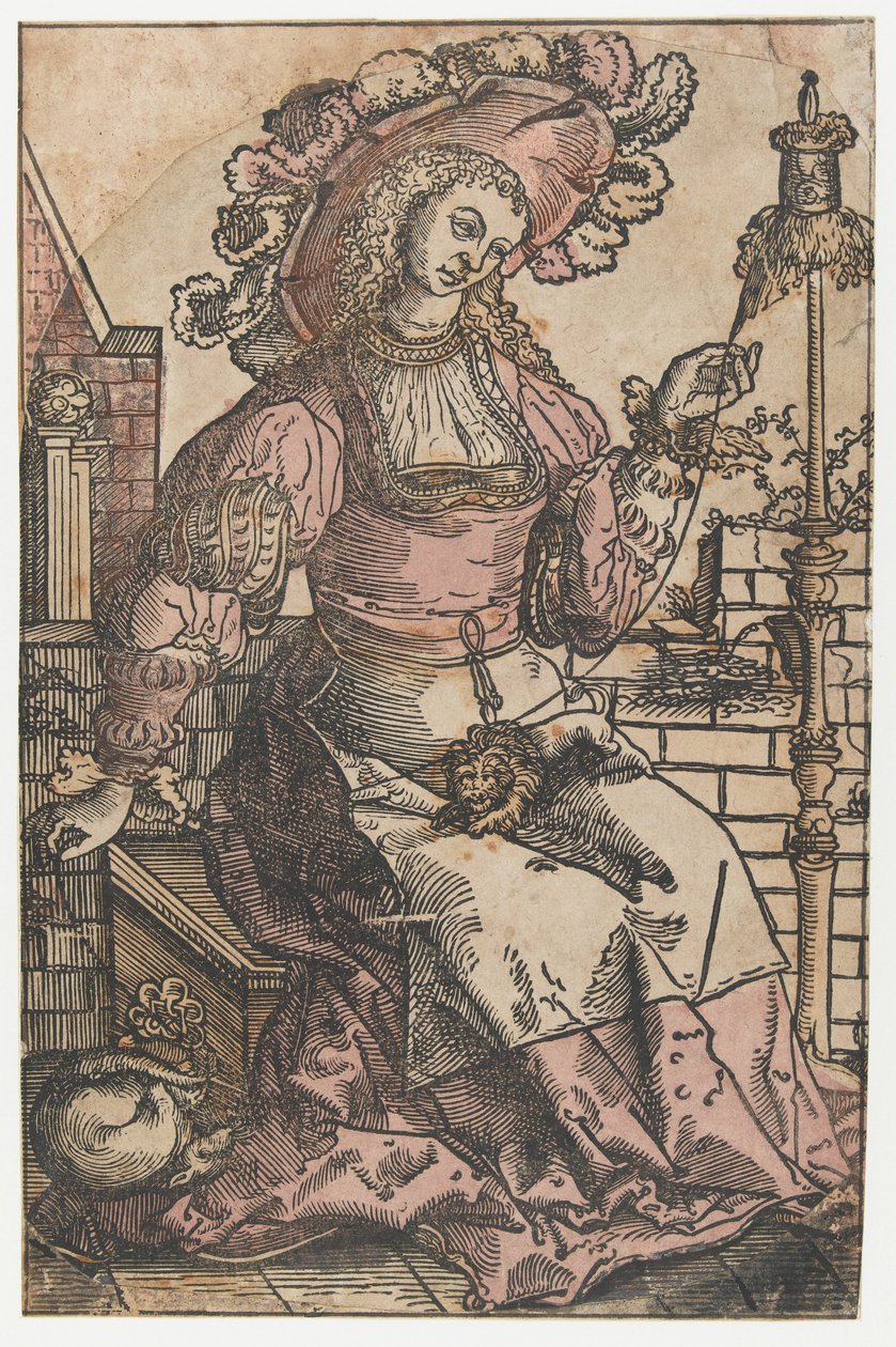 Spinning Woman by Lucas van Leyden (attributed to)