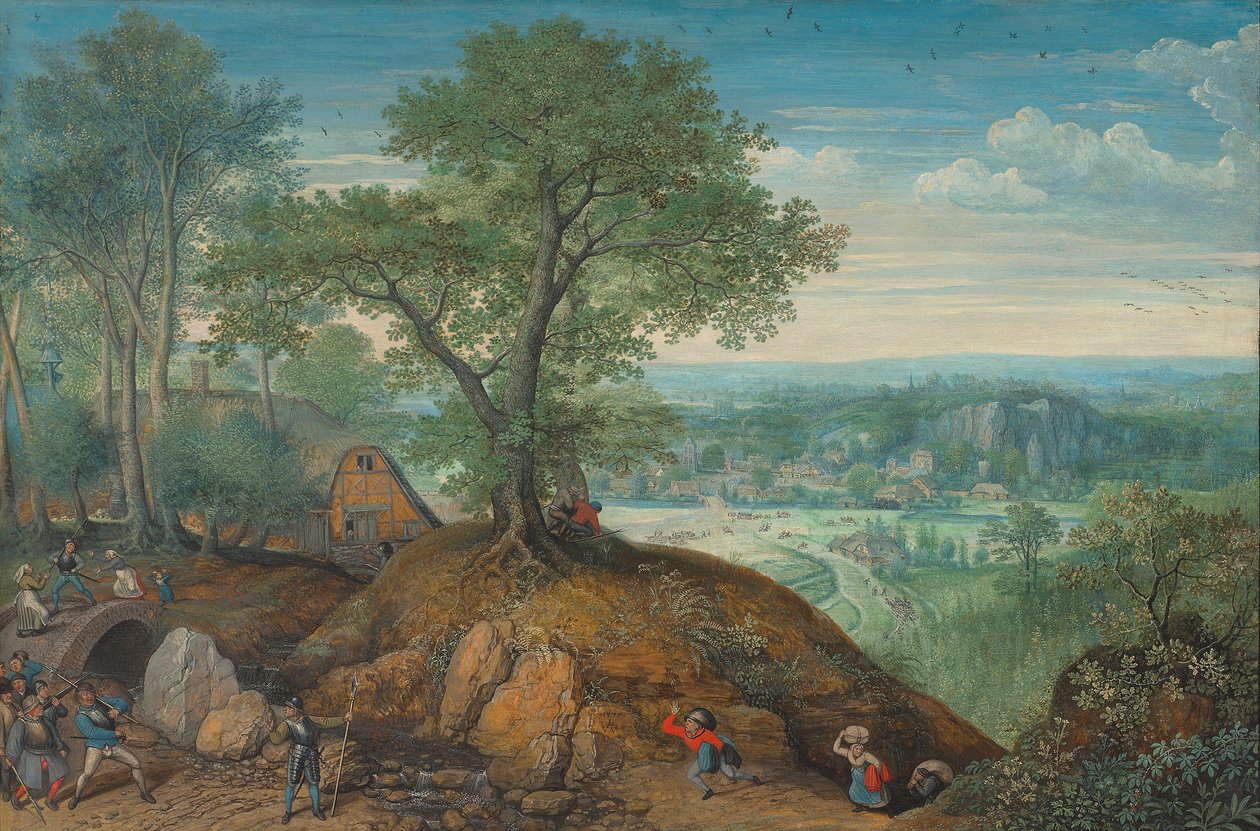 Extensive Landscape with Plundering Soldiers by Lucas van Valckenborch
