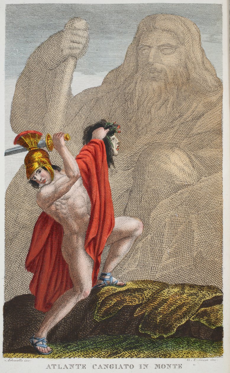 Atlas into a Mountain or Atlante Cangiato in Monte, Book IV, illustration from Ovid