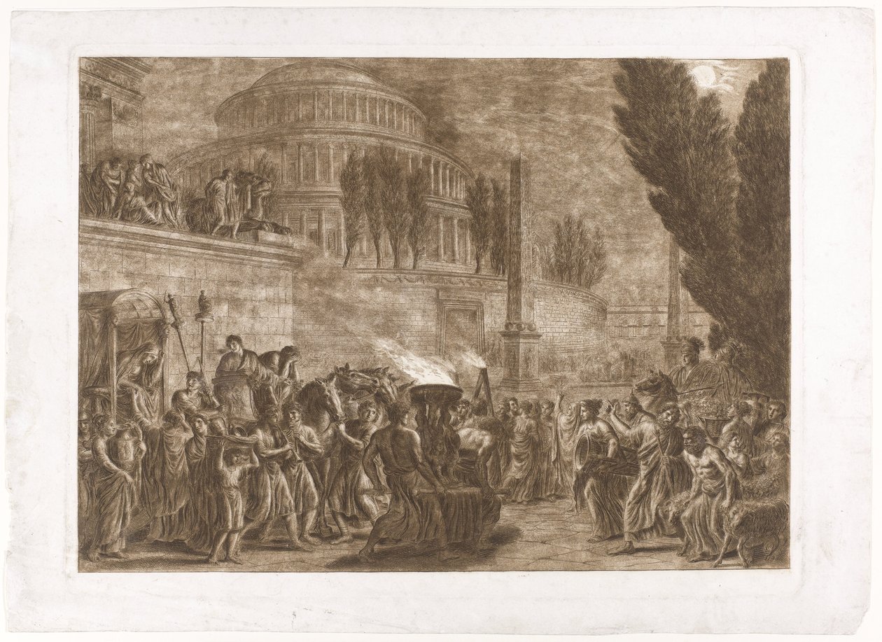 Procession at Ancient Temple by Luigi Ademollo