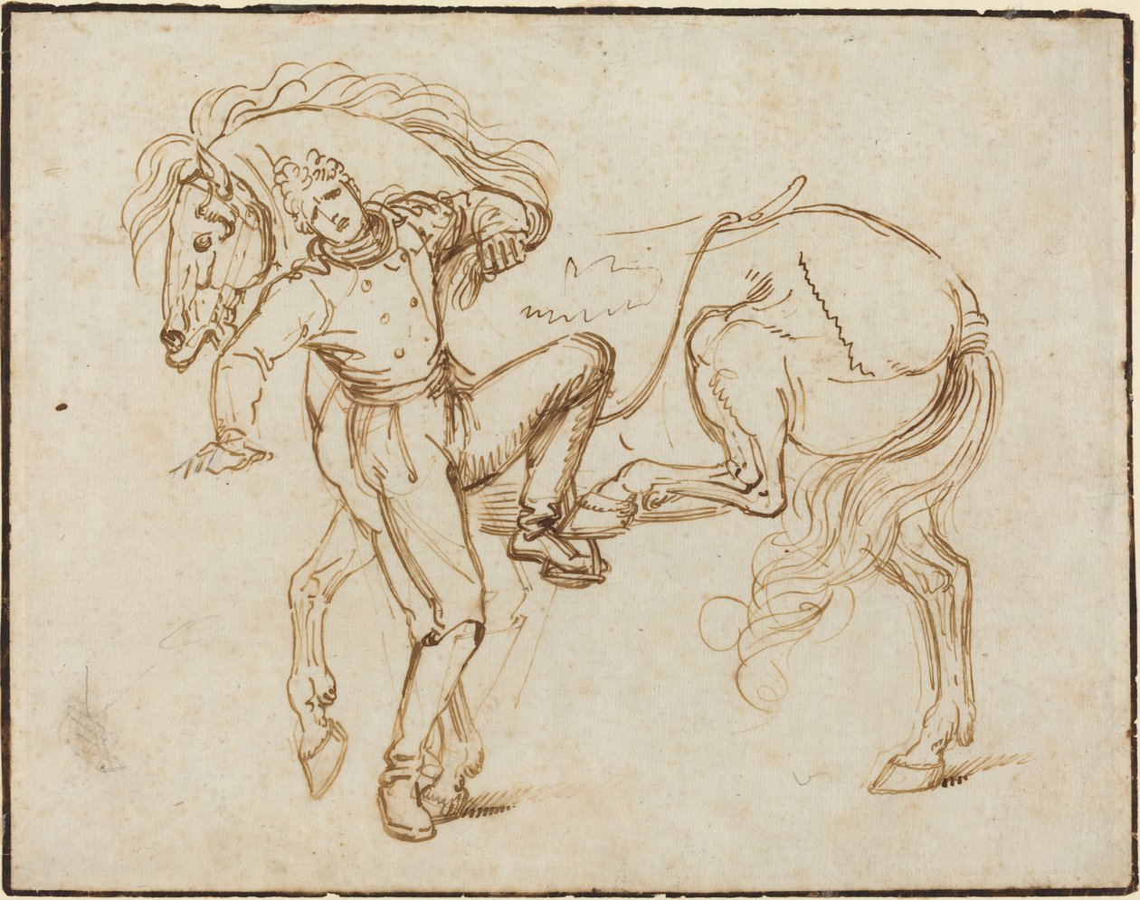 Cavalryman Mounting a Horse by Luigi Sabatelli I