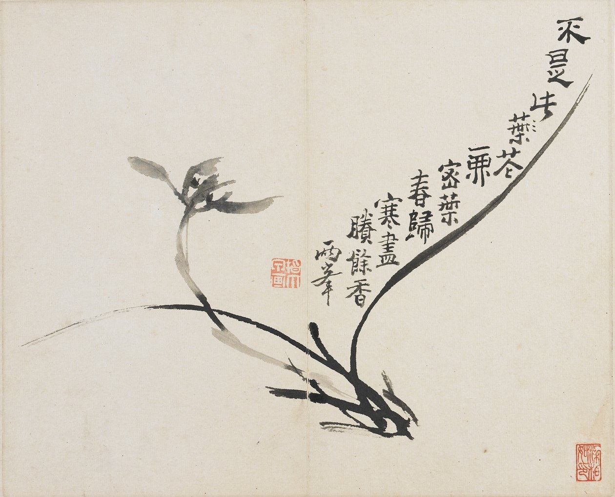 Landscapes, Flowers and Birds: Orchid, Qing Dynasty, 1780 by Luo Ping