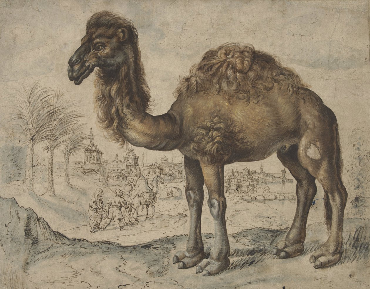 Dromedary in an Eastern Landscape with a City by Maarten de after Vos